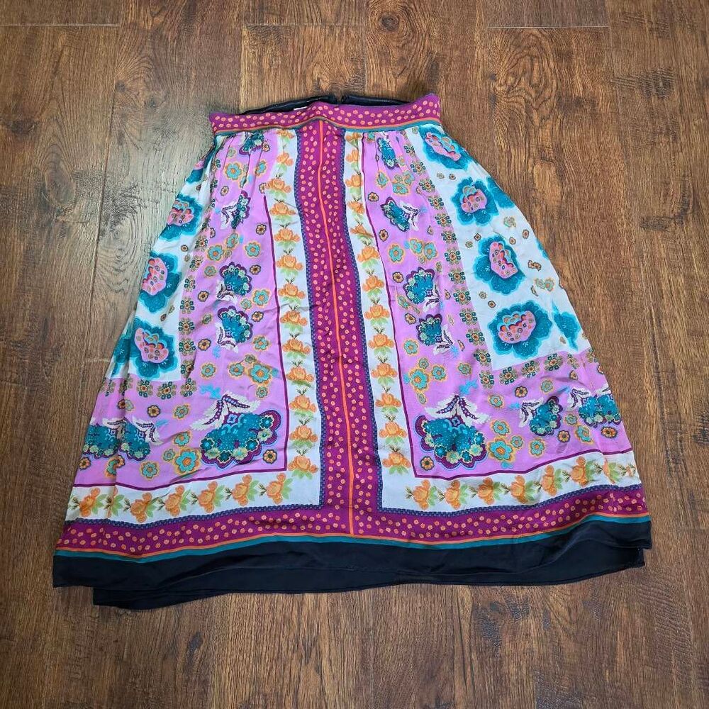 Suzi Chin x Maggy Botique Floral Paisley Silk Y2K Skirt